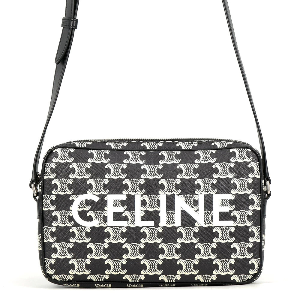 Celine Triomphe Horizontal Messenger Bag Black White